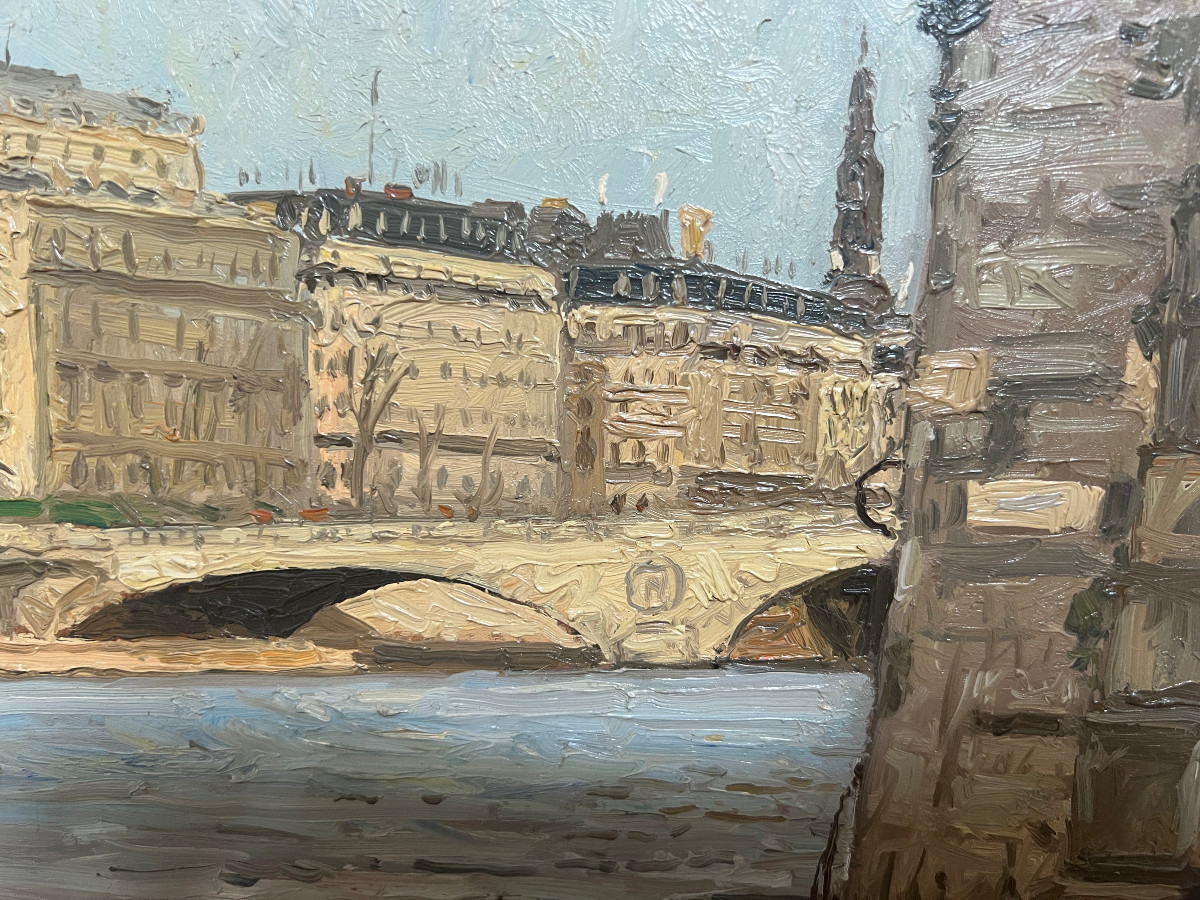 Oil On Canvas - View Of The Seine-photo-3