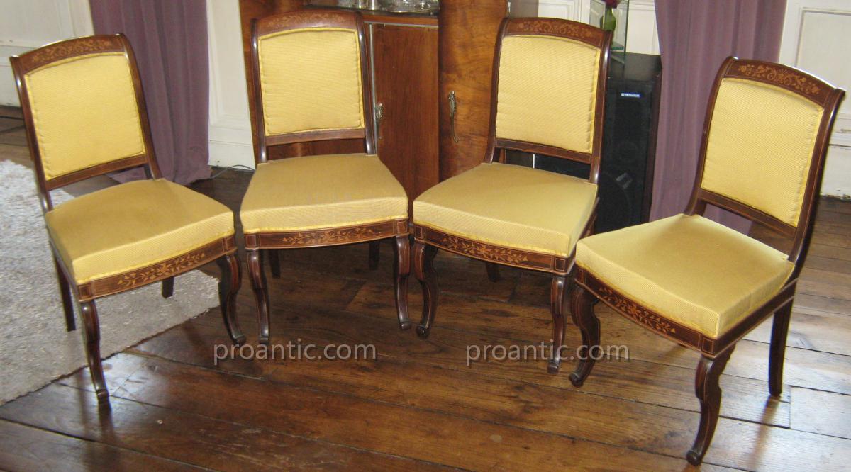 Suite Four Chairs Vintage Charles X Stamped Dubois.