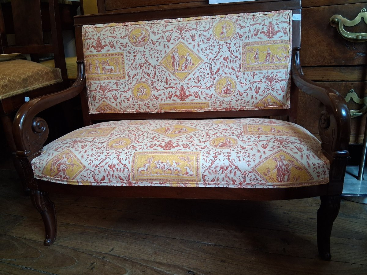 Mobilier pour enfant d'époque XIXe : canapé et paire de fauteuils.-photo-2