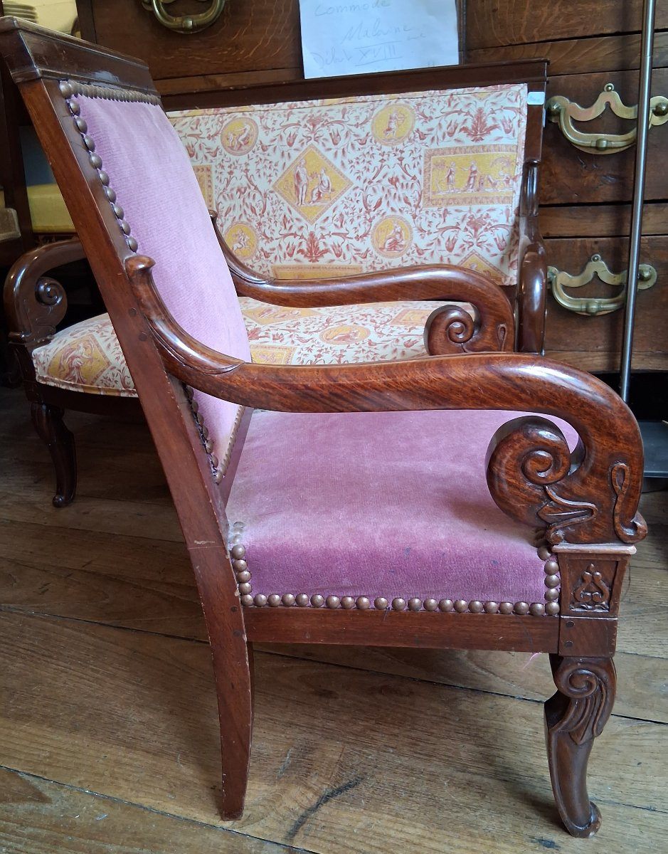 Mobilier pour enfant d'époque XIXe : canapé et paire de fauteuils.-photo-4