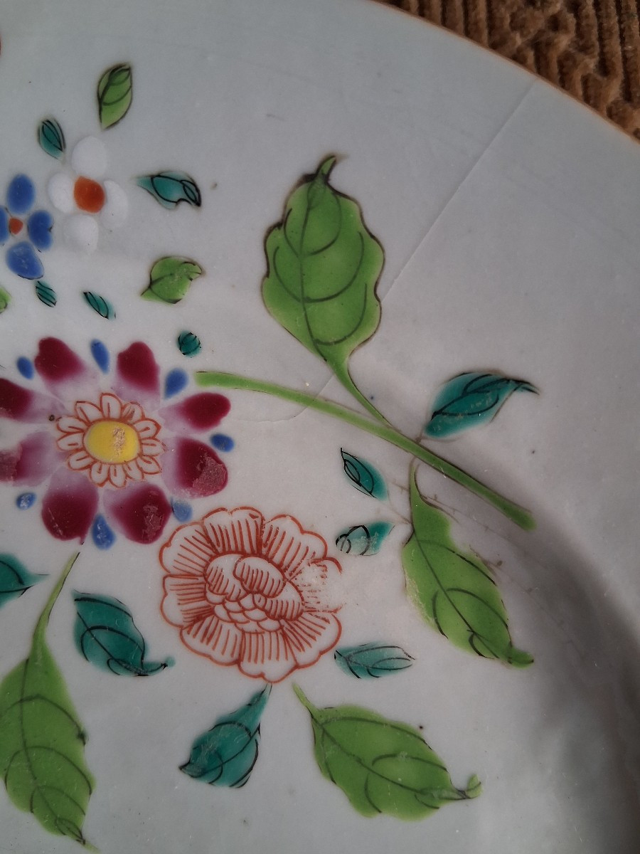 Assiette XVIIIe de la Compagnie des Indes (famille rose)-photo-3