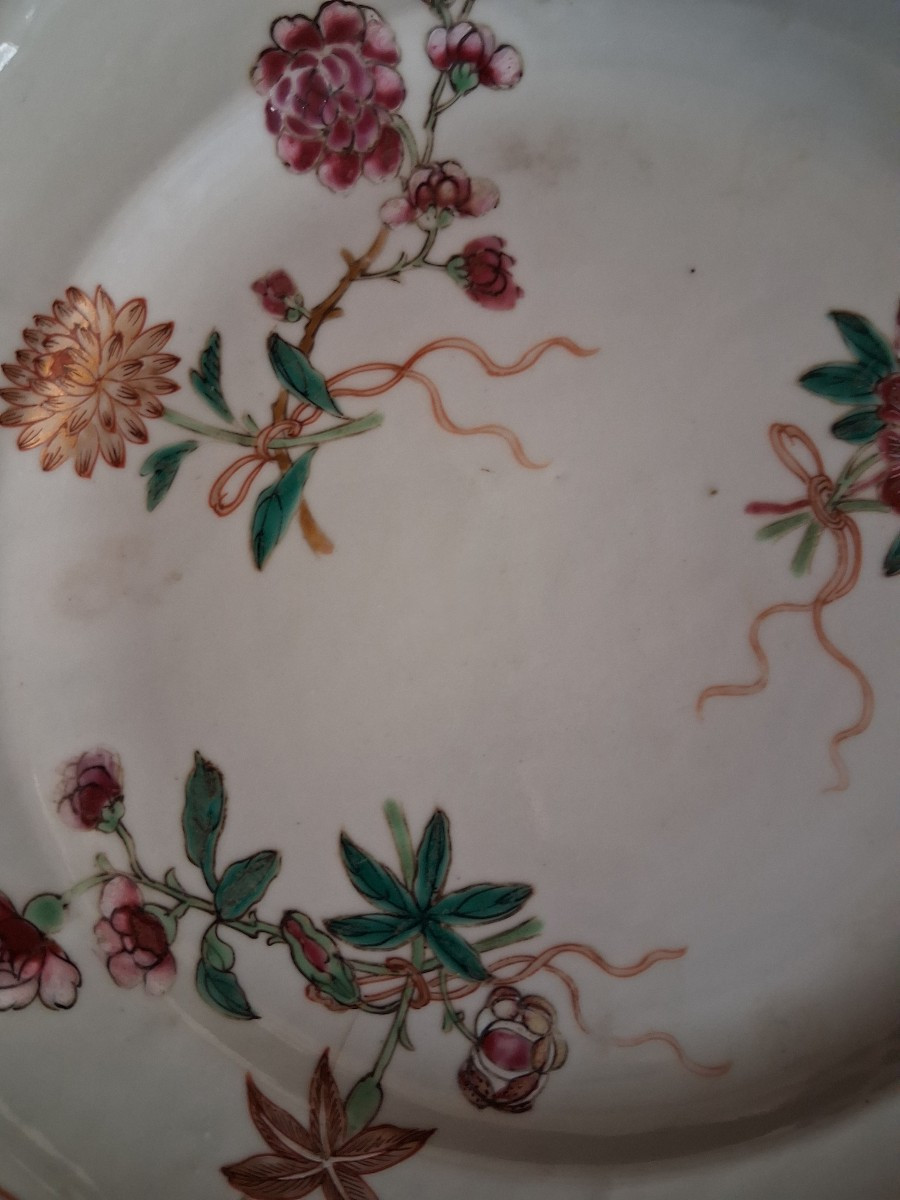 Assiette XVIIIe de la Compagnie des Indes (famille rose)-photo-2