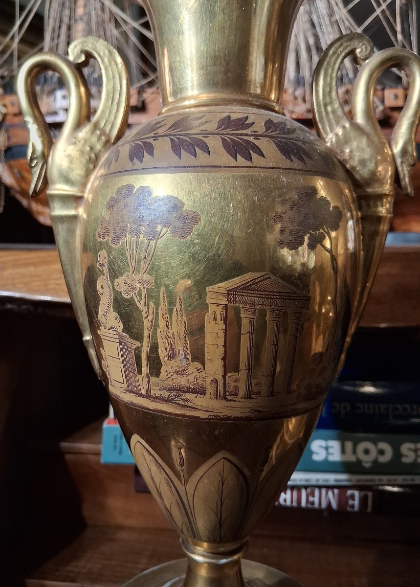 Pair Of Paris Porcelain Vases 1st Quarter 19th Century. -photo-2