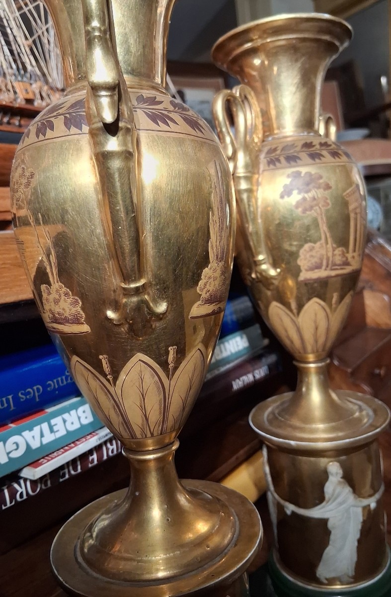 Pair Of Paris Porcelain Vases 1st Quarter 19th Century. -photo-6