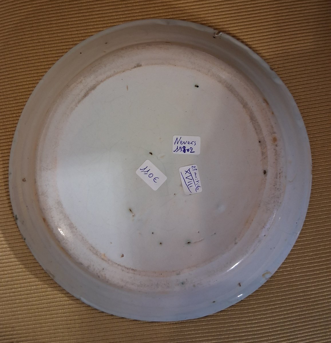 Nevers Earthenware Soup Plate, Second Half Of The 18th Century-photo-3