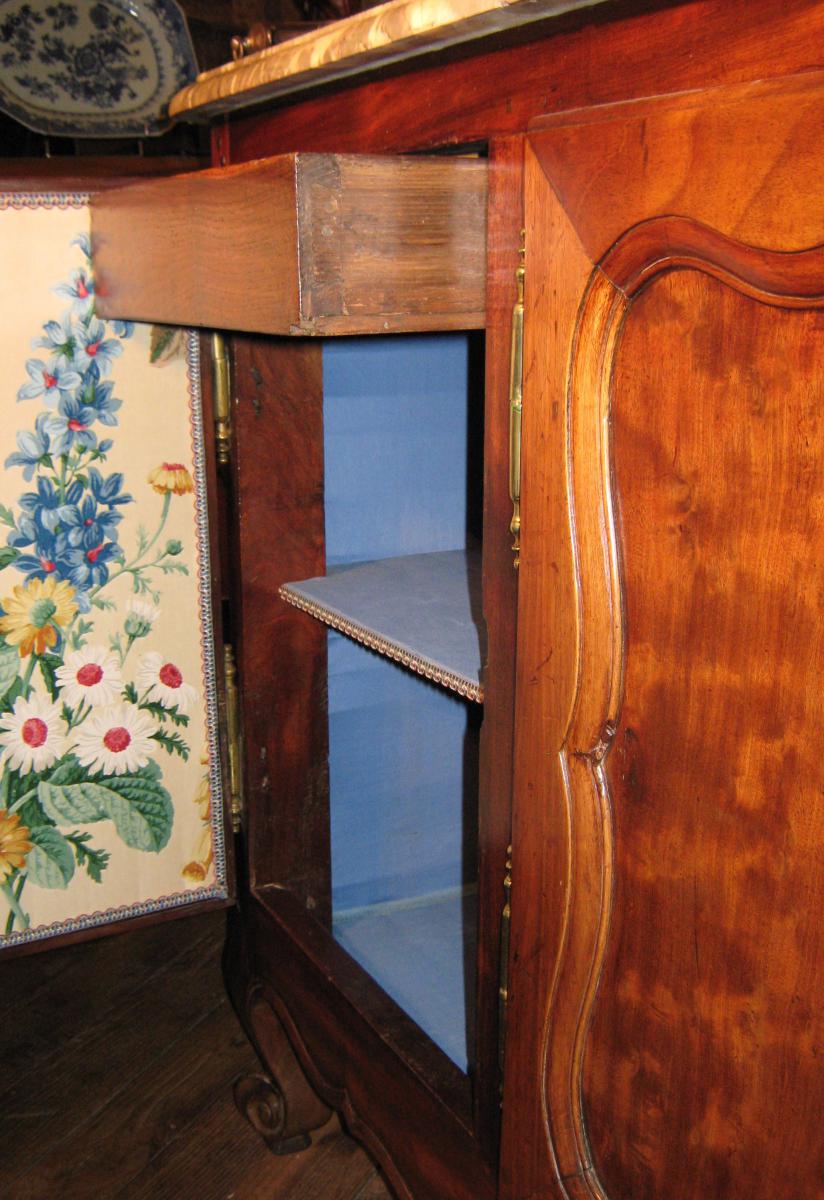 Solid Mahogany Sideboard, Work Of Louis XV Nantais.,-photo-3