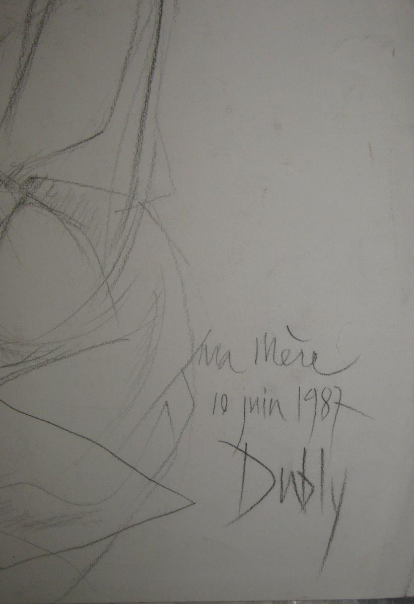 Hervé Dubly: Dessin Au Crayon: "Ma Mère"-photo-2