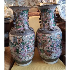 Paire de vases en Nankin XIXe siècle.