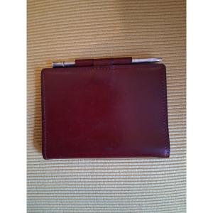 Vintage Hermès 1960s - Set: Leather Notebook Case + 925 Sterling Silver Mechanical Pencil (hallmarked) -