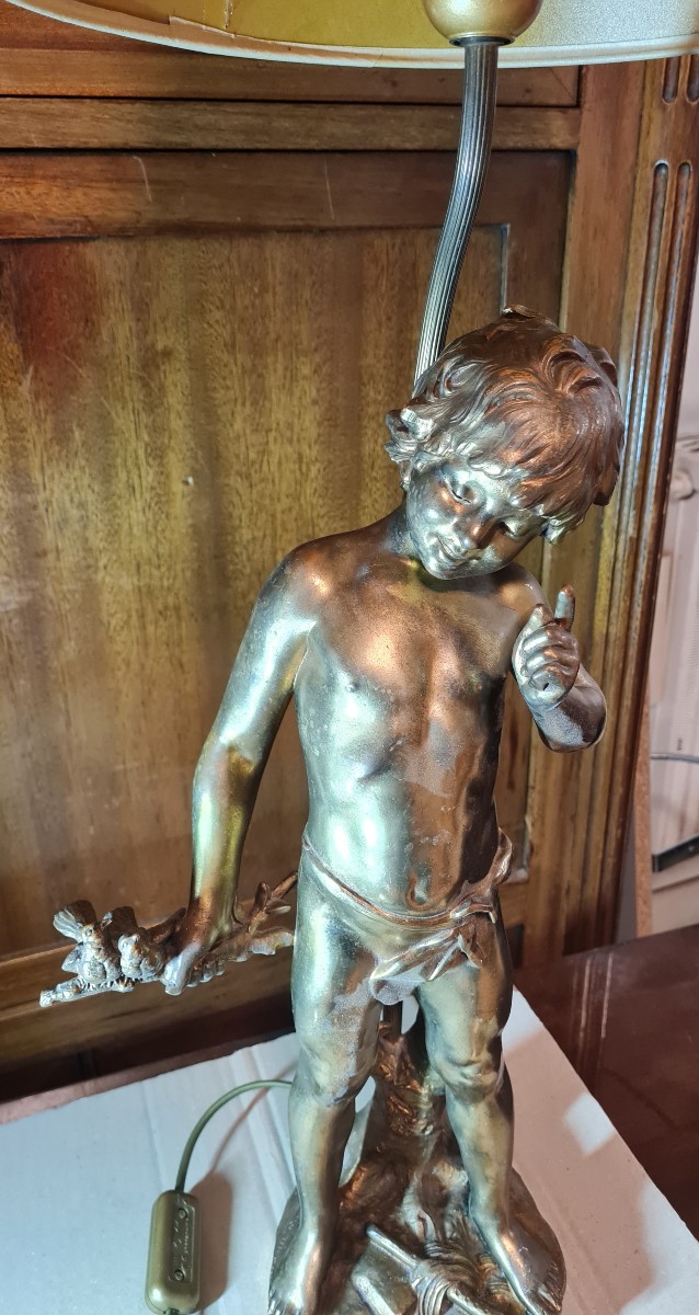 Sculpture Of A Young Boy In Gilded Metal-photo-2