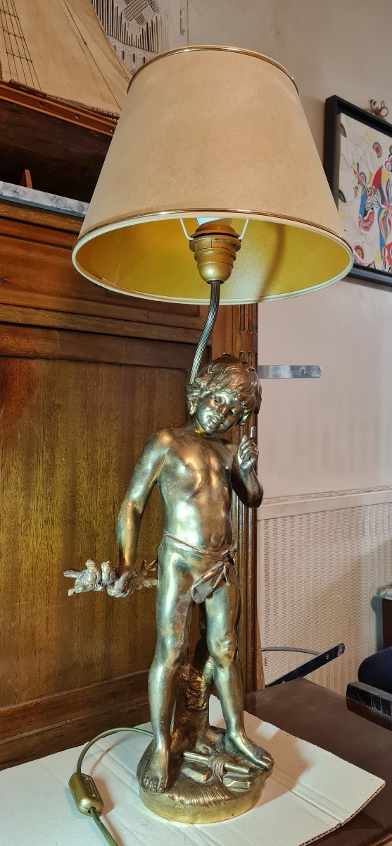 Sculpture Of A Young Boy In Gilded Metal-photo-6