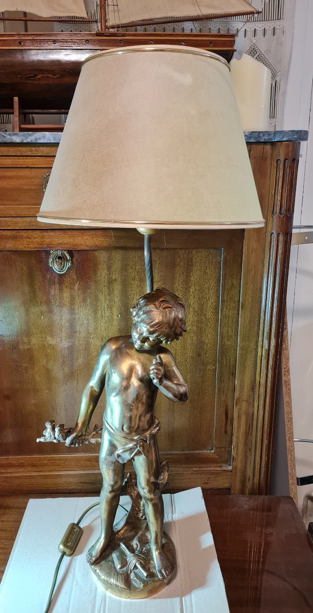 Sculpture Of A Young Boy In Gilded Metal
