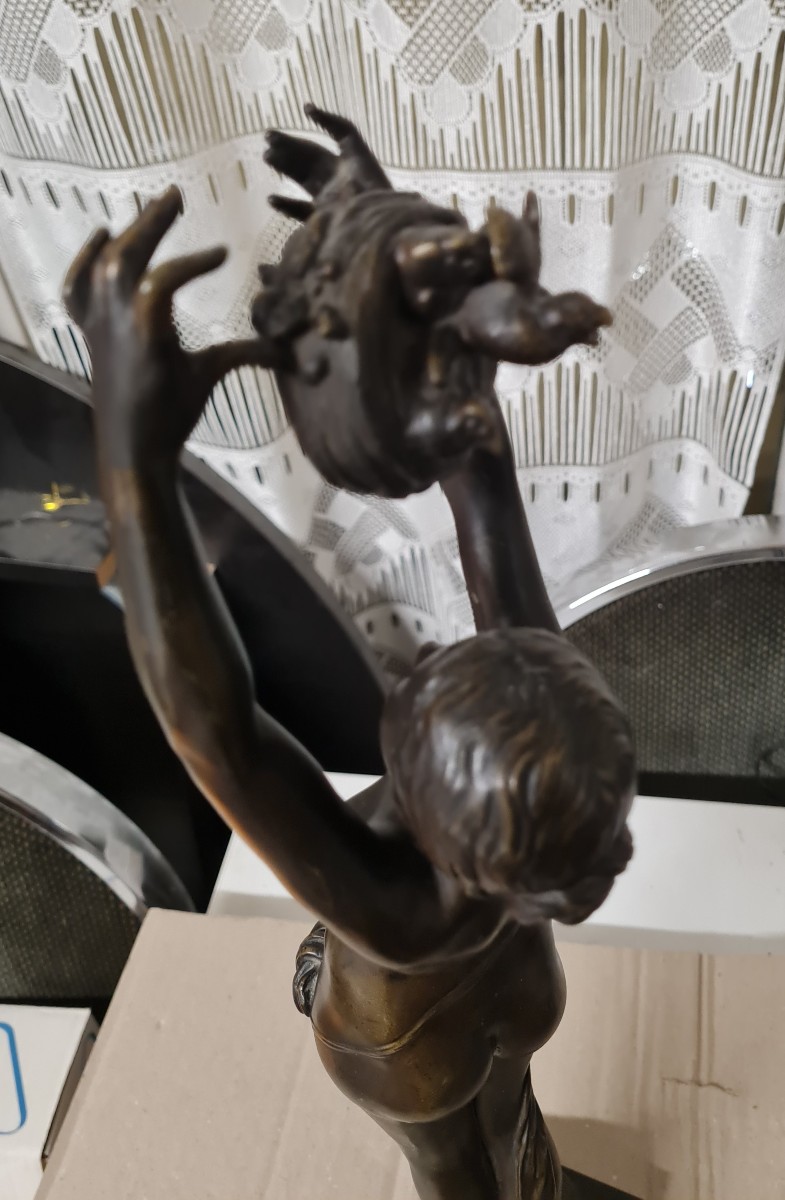 Statue de jeune fille en bronze-photo-3