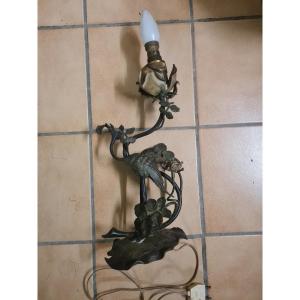 Pied De Lampe Oiseau -bronze