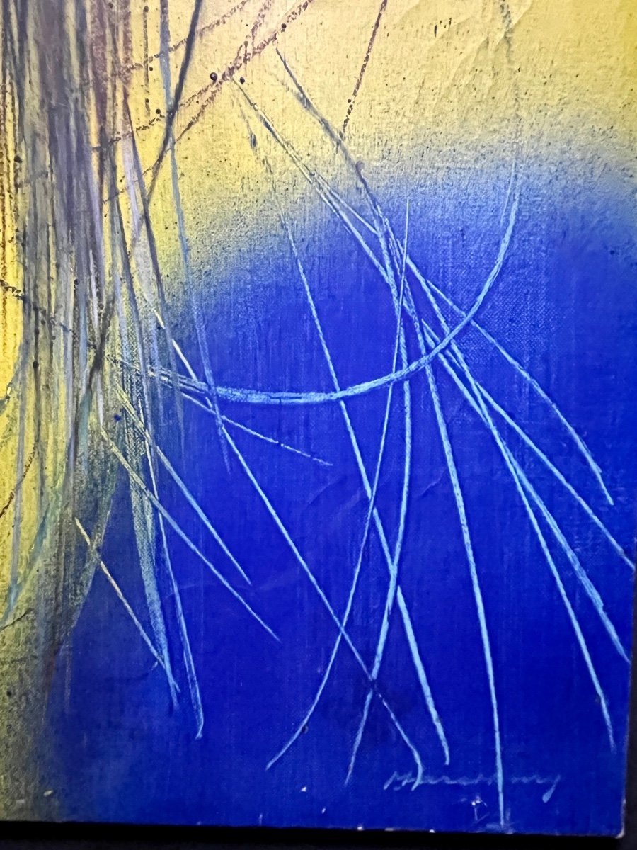 Hans Hartung 1904-1989 Importante iHuile Sur Toile signée -photo-4