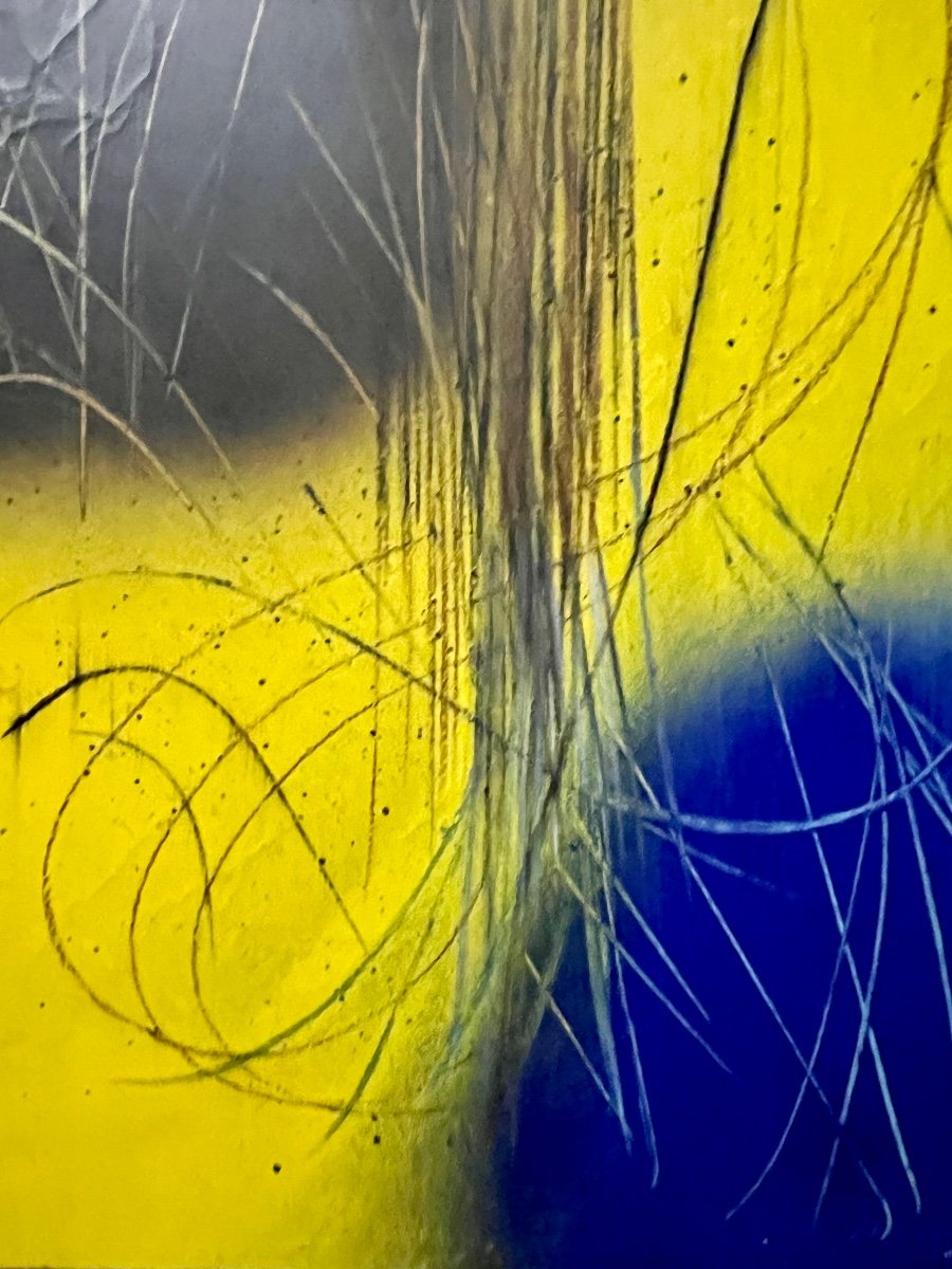 Hans Hartung 1904-1989 Importante iHuile Sur Toile signée -photo-3