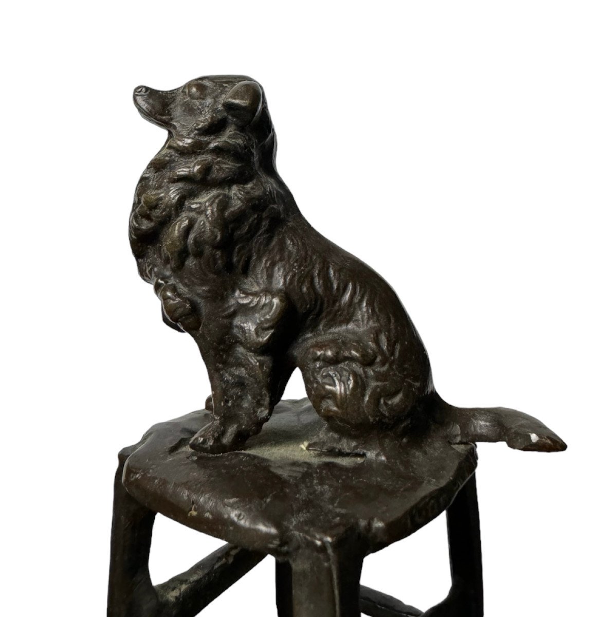 Very Beautiful Group In Bronze By Juan Clara (1875-1958) The Young Girl And Her Dog.-photo-1