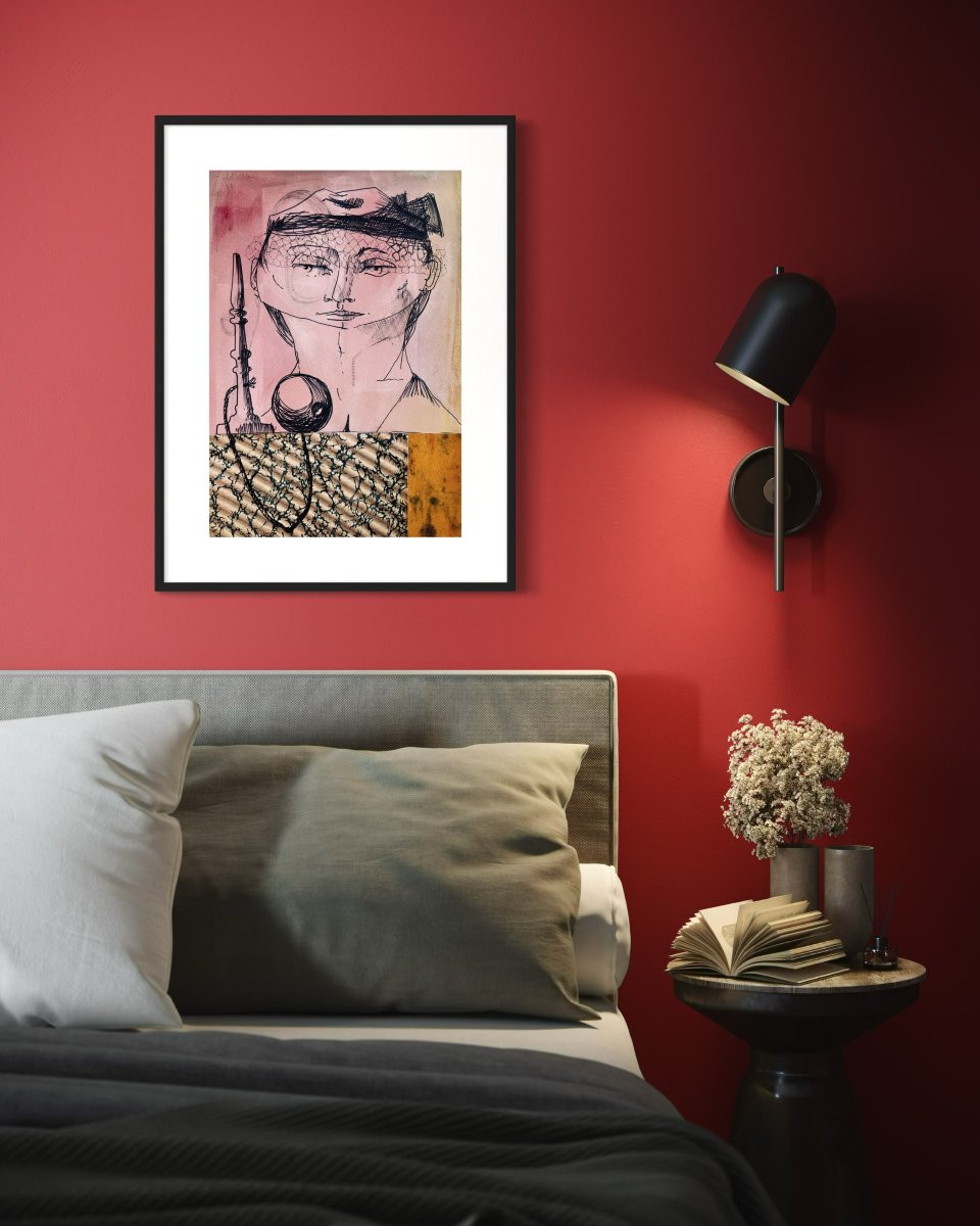 Robert Detheux - 1957 - Aquarelle et collages -  surréaliste - encadrée-photo-3