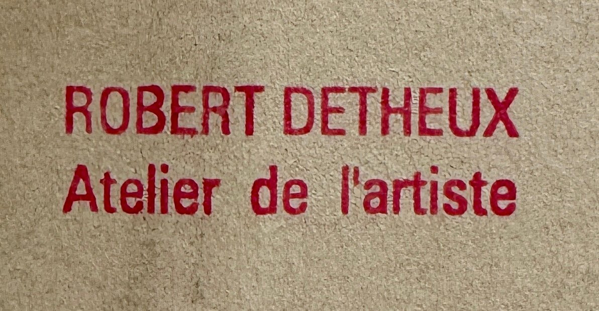 Robert Detheux - 1957 - Aquarelle et collages -  surréaliste - encadrée-photo-4