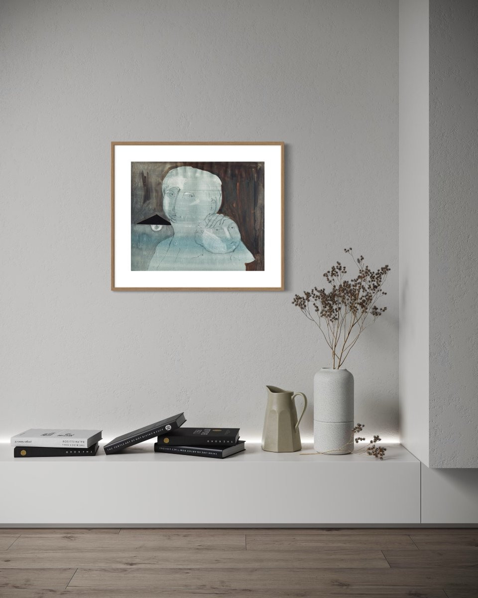 Robert Detheux - 1960 - Surrealist Watercolor - Framed-photo-2