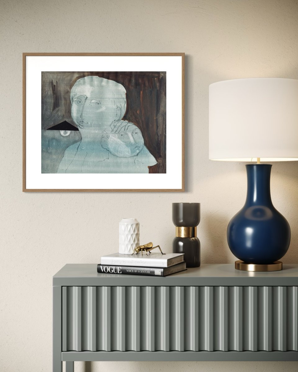 Robert Detheux - 1960 - Surrealist Watercolor - Framed-photo-3