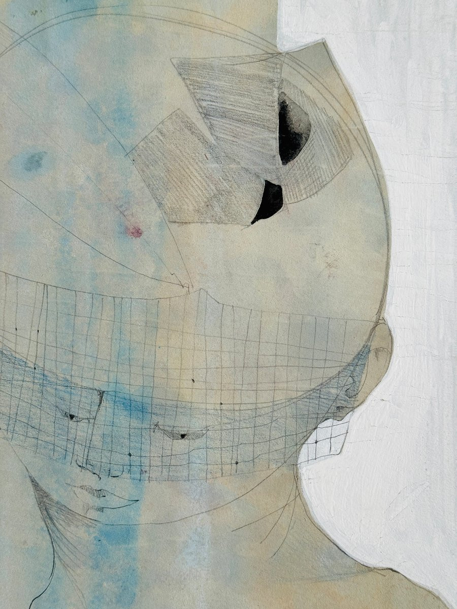 Robert Detheux - 1960 - Aquarelle surréaliste - encadrée-photo-5