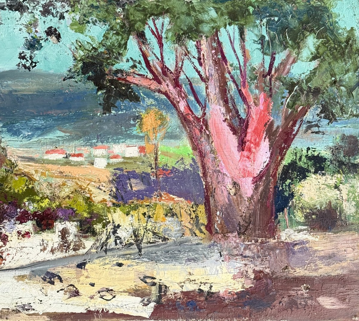 Marie Louise Ogier - Eucalyptus In The Village - Circa 1950 - Oil On Canvas-photo-1