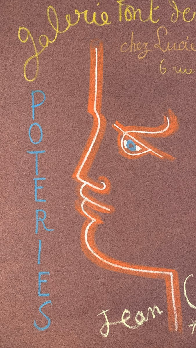Jean Cocteau - Lithographie Mourlot - Galerie Pont des Arts Paris 1958-photo-3