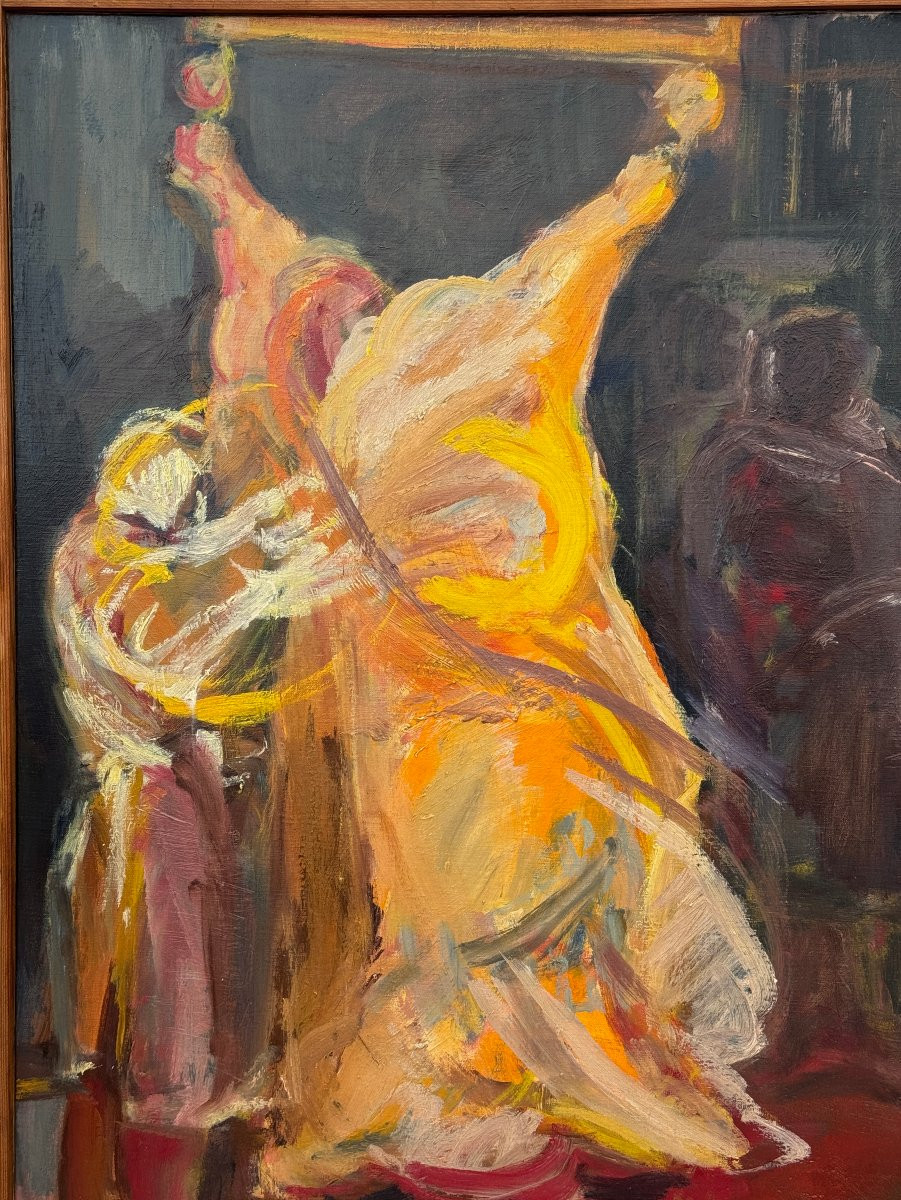 Marcus de Vestele - L'offrande rouge - 1971 - Grande peinture Cobra sur toile-photo-3