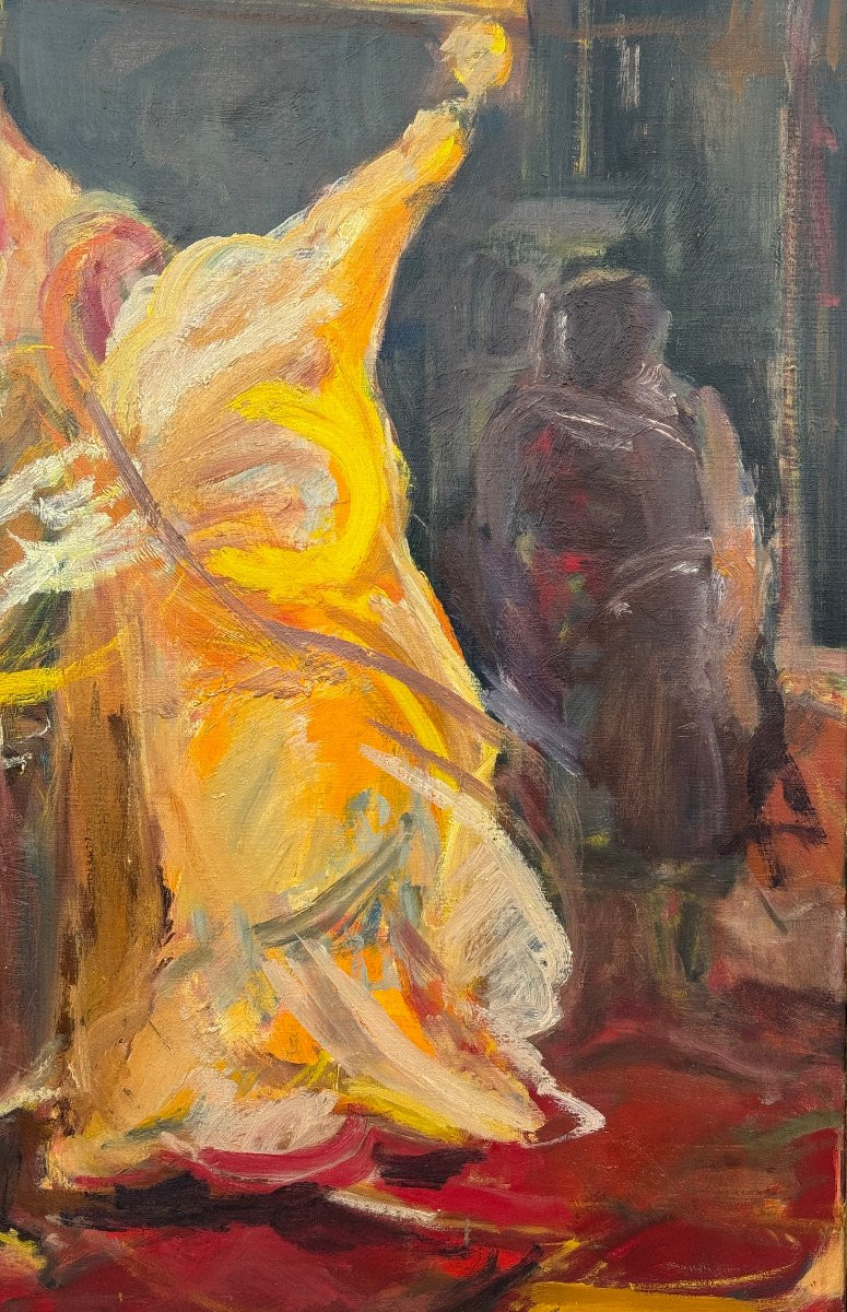 Marcus de Vestele - L'offrande rouge - 1971 - Grande peinture Cobra sur toile-photo-4