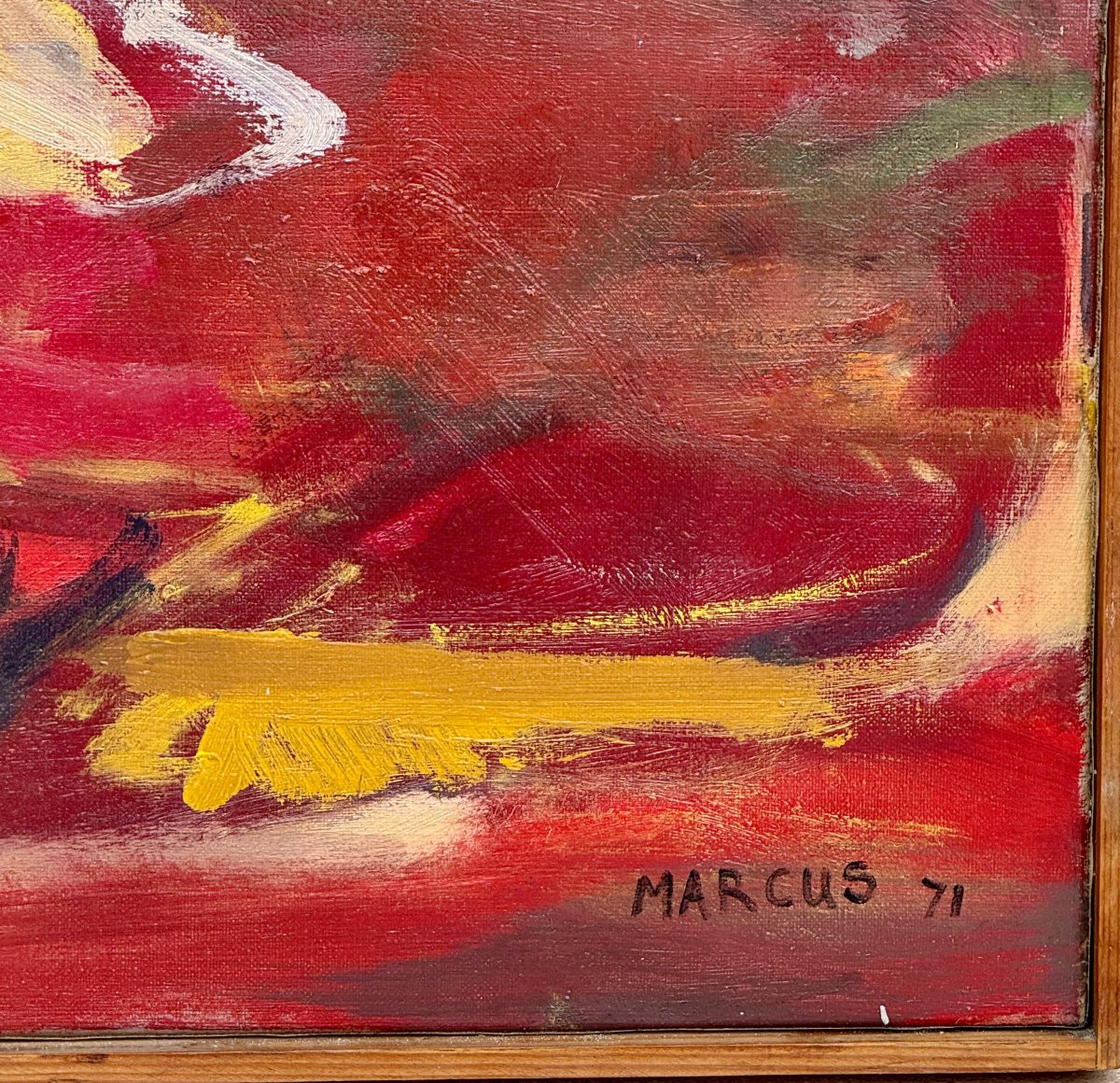 Marcus de Vestele - L'offrande rouge - 1971 - Grande peinture Cobra sur toile-photo-1