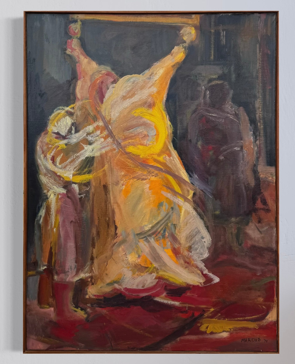 Marcus de Vestele - L'offrande rouge - 1971 - Grande peinture Cobra sur toile