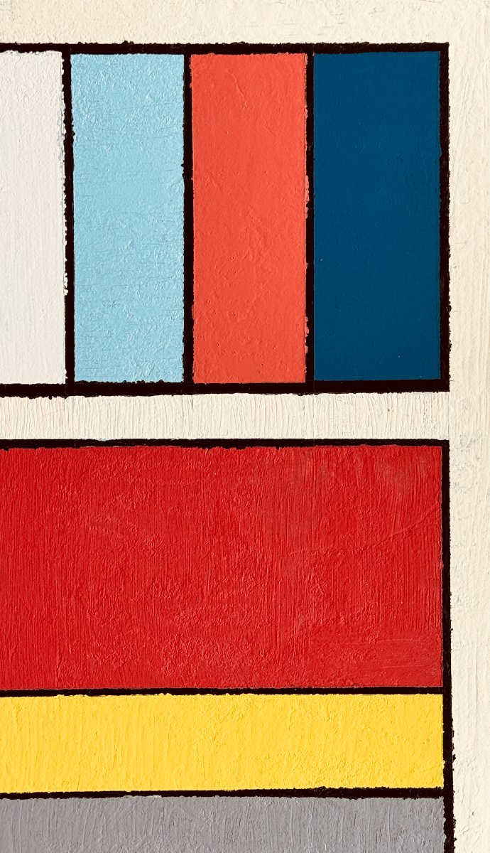 Shozo Hirai (1948-2024) - Constructivist Composition Circa 1980 On Panel-photo-4