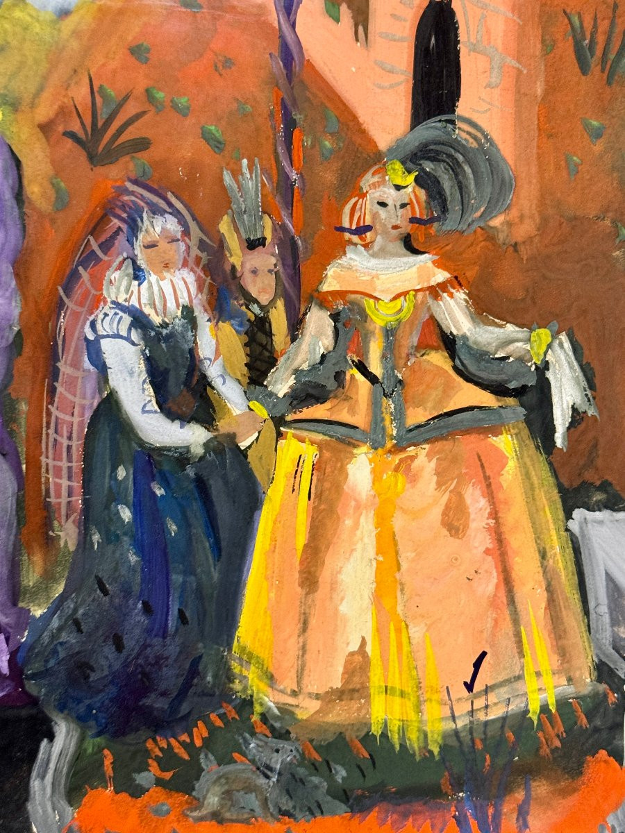 Paule et Max Ingrand - Oeuvre préparatoire à la gouache vers 1950-photo-4