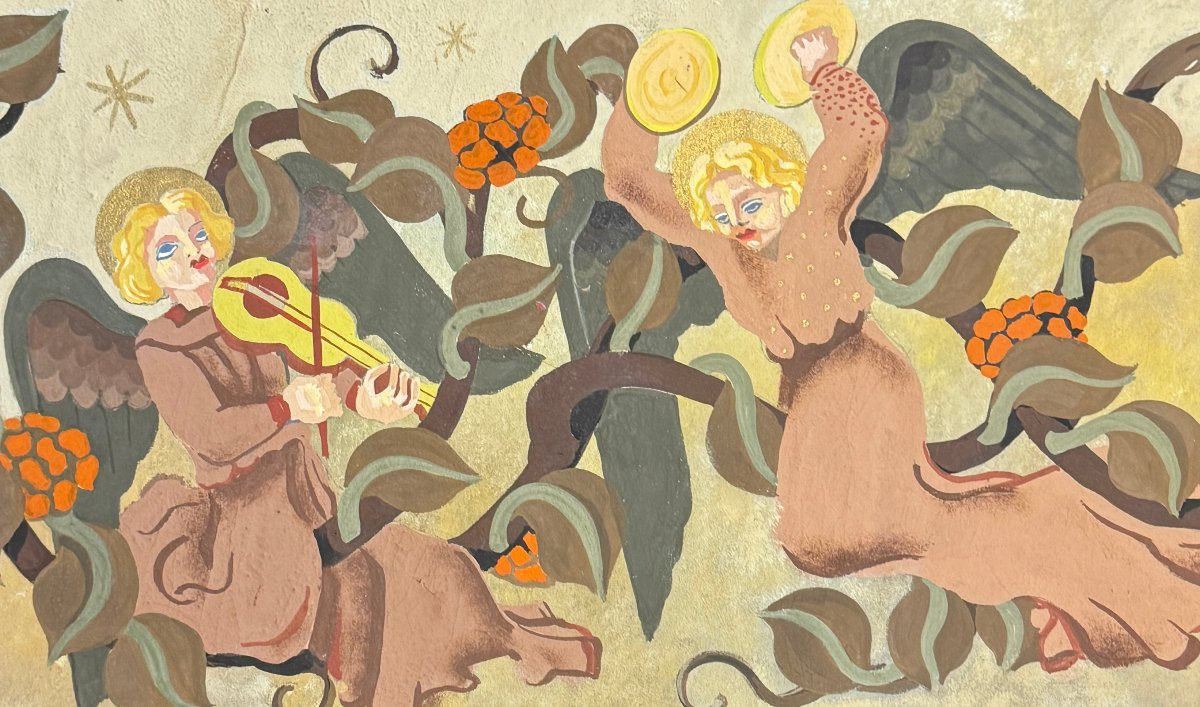 Paule And Max Ingrand - Preparatory Work In Gouache Circa 1950-photo-3