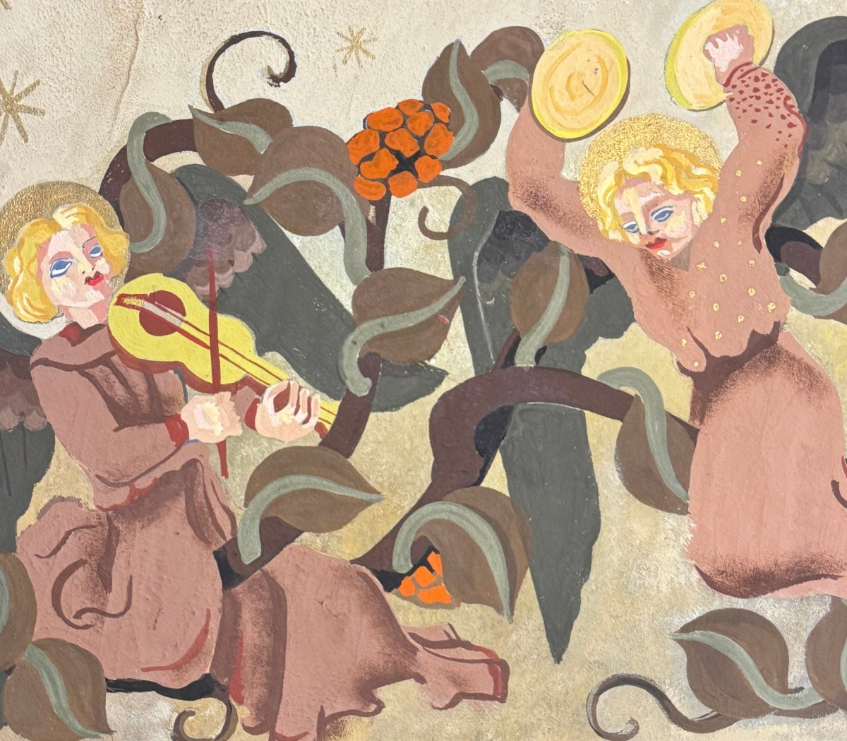 Paule And Max Ingrand - Preparatory Work In Gouache Circa 1950-photo-1