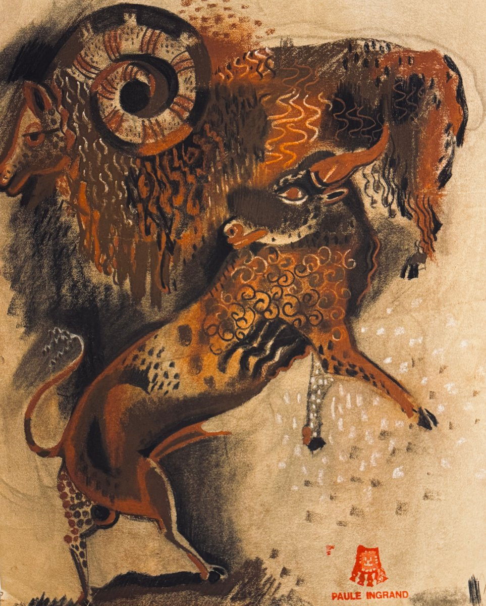 Paule et Max Ingrand - Grande oeuvre Art Déco africanisant vers 1940-photo-3