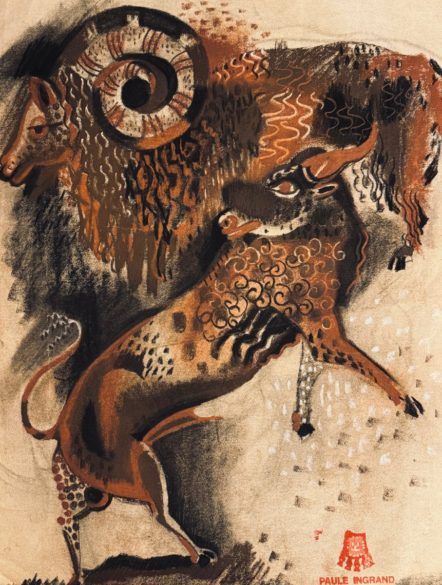 Paule et Max Ingrand - Grande oeuvre Art Déco africanisant vers 1940-photo-2