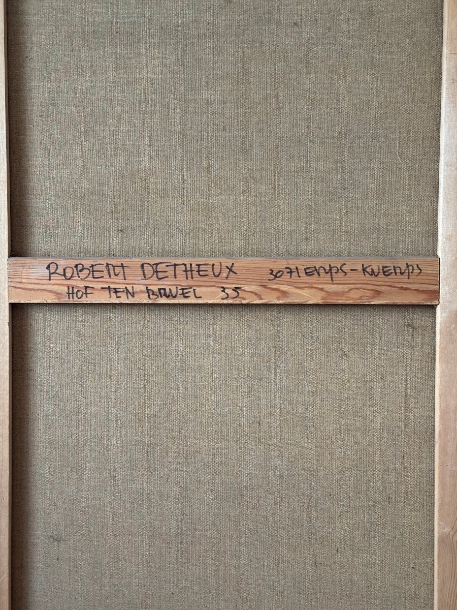 Robert Detheux - Immense huile sur toile de 1984 " Anecdotes sans images " 160cm x 120cm-photo-4