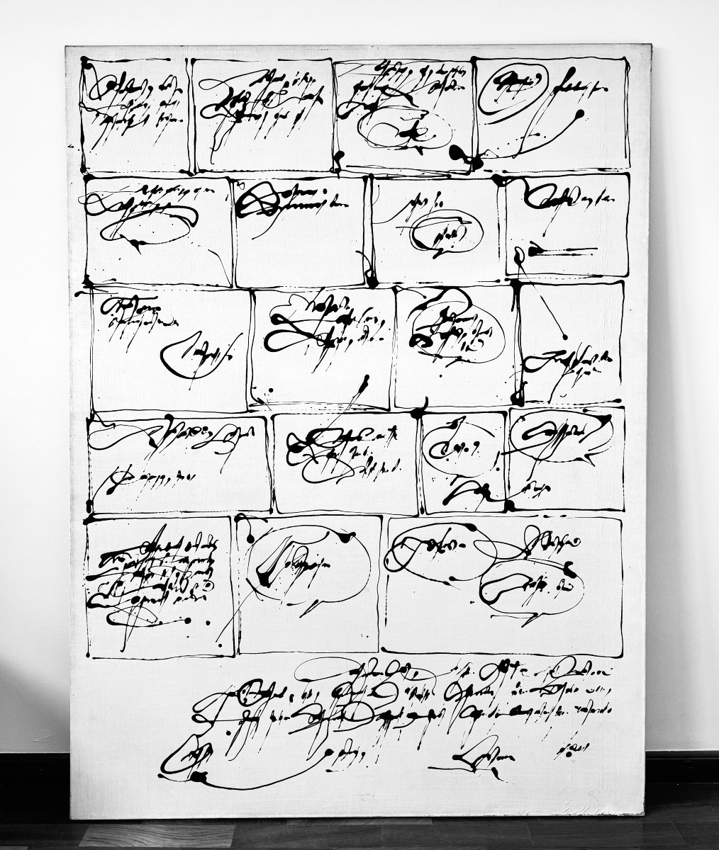 Robert Detheux - Huge Oil On Canvas From 1984 "anecdotes Without Images 2" 160cm X 120cm