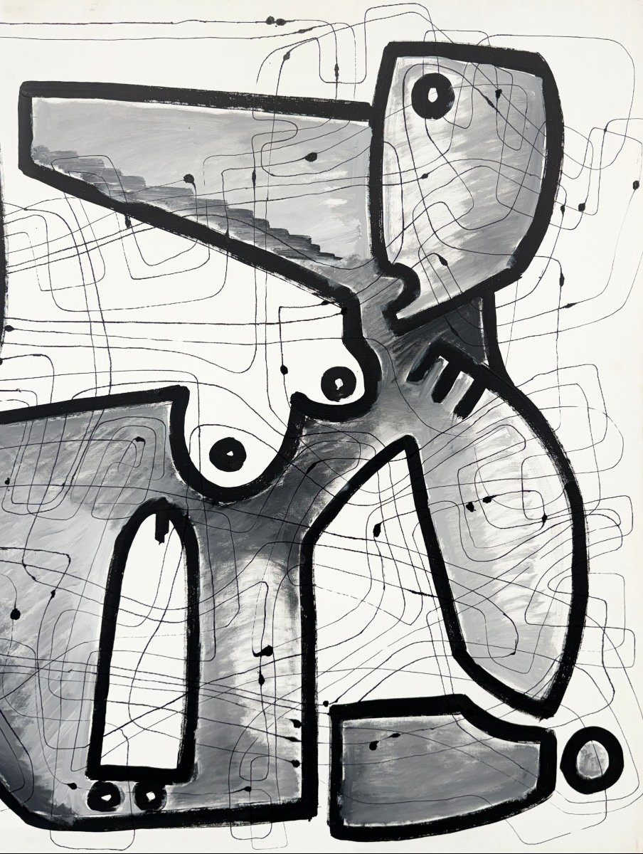 Gundi Falk (1966) Large Cubist Canvas "interior Architectures" 140 X 100cm -photo-3