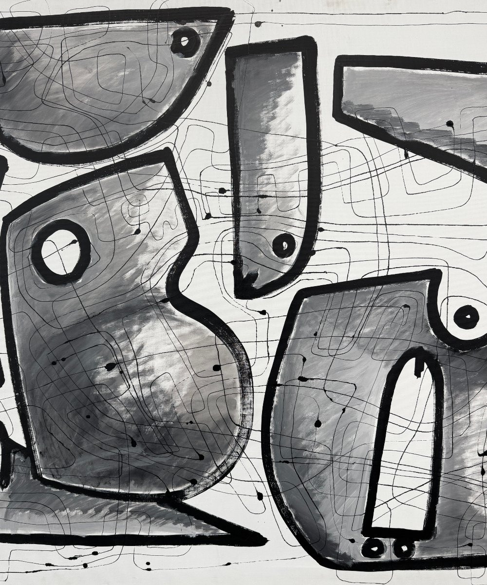 Gundi Falk (1966) Large Cubist Canvas "interior Architectures" 140 X 100cm -photo-4