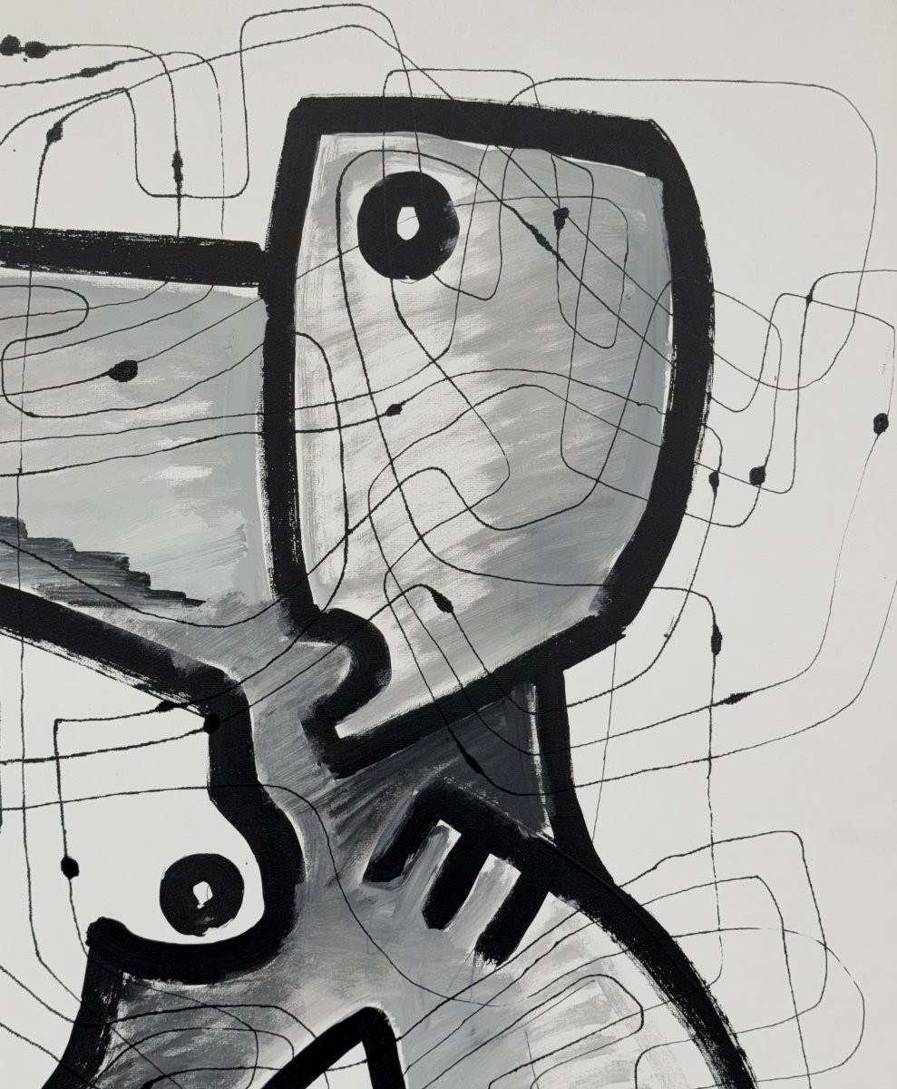 Gundi Falk (1966) Large Cubist Canvas "interior Architectures" 140 X 100cm -photo-1