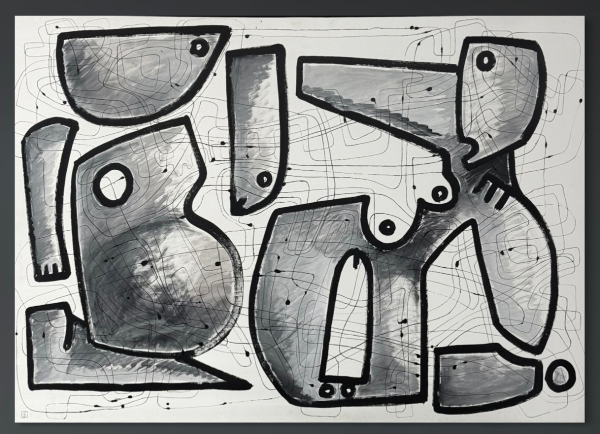 Gundi Falk (1966) Large Cubist Canvas "interior Architectures" 140 X 100cm 