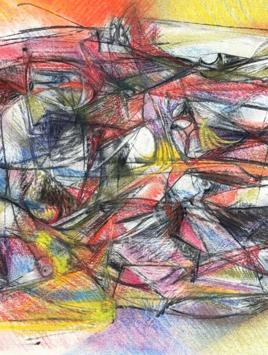 Silvin Bronkart ( 1915-1967 ) Oeuvre abstraite  colorée de 1957-photo-1