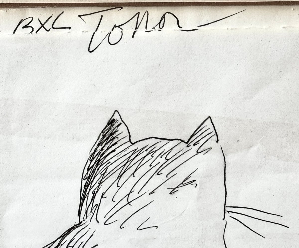 ROLAND TOPOR  " Ceci n"est pas un chat faible " Dessin original à l'encre - hommage à Magritte-photo-3