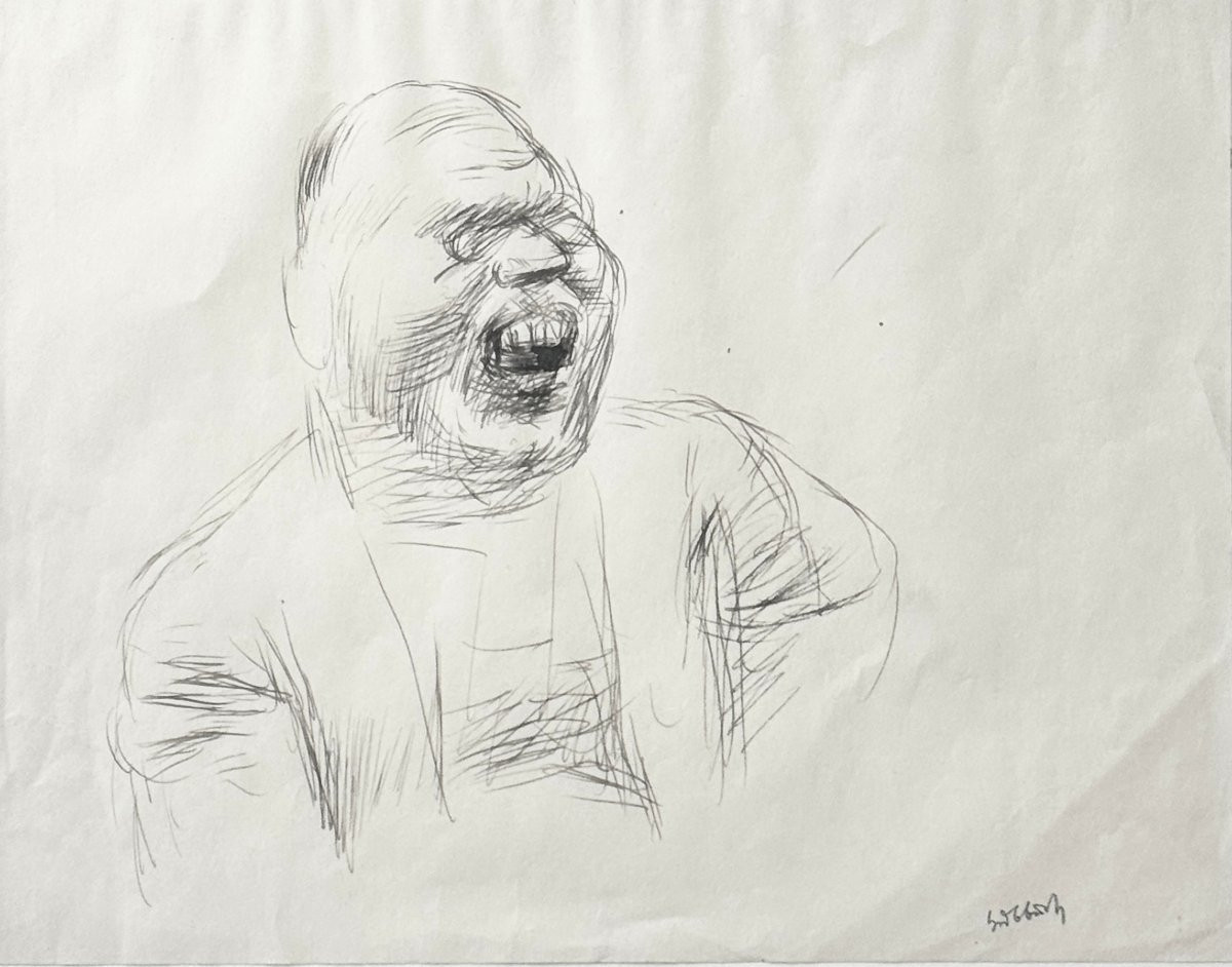 Karl Hubbuch - Rare 1926 Drawing - Galerie Karl Flinker Paris - Framed-photo-2
