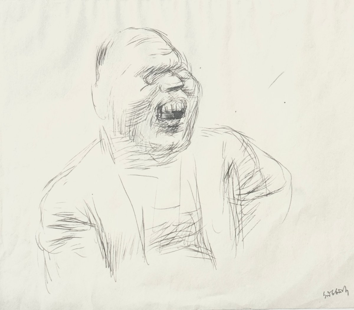 Karl Hubbuch - Rare 1926 Drawing - Galerie Karl Flinker Paris - Framed-photo-3