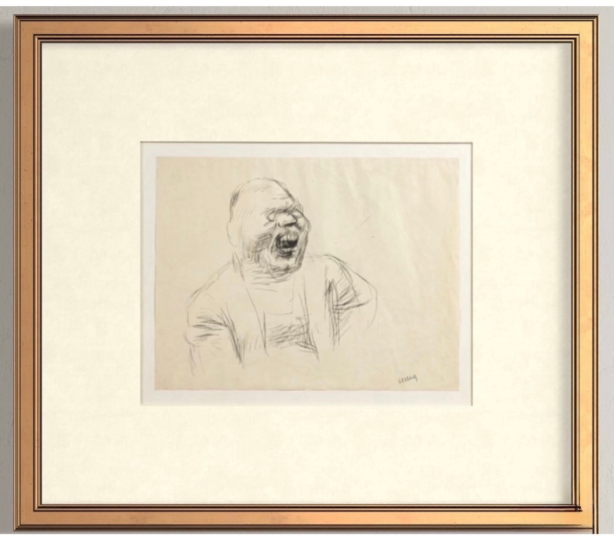 Karl Hubbuch - Rare 1926 Drawing - Galerie Karl Flinker Paris - Framed