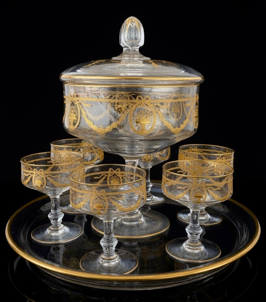 Sapho Or Fruit Set – Saint-louis Crystal, Complete With Tray – Circa 1890–1900-photo-4